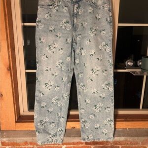 Wild Fable Floral Straight Leg Jeans - Light Blue